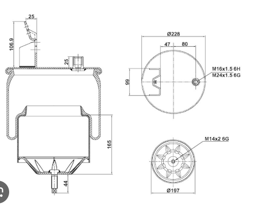 Пневмоподушка c стаканом ALTON  A1.06418.MP