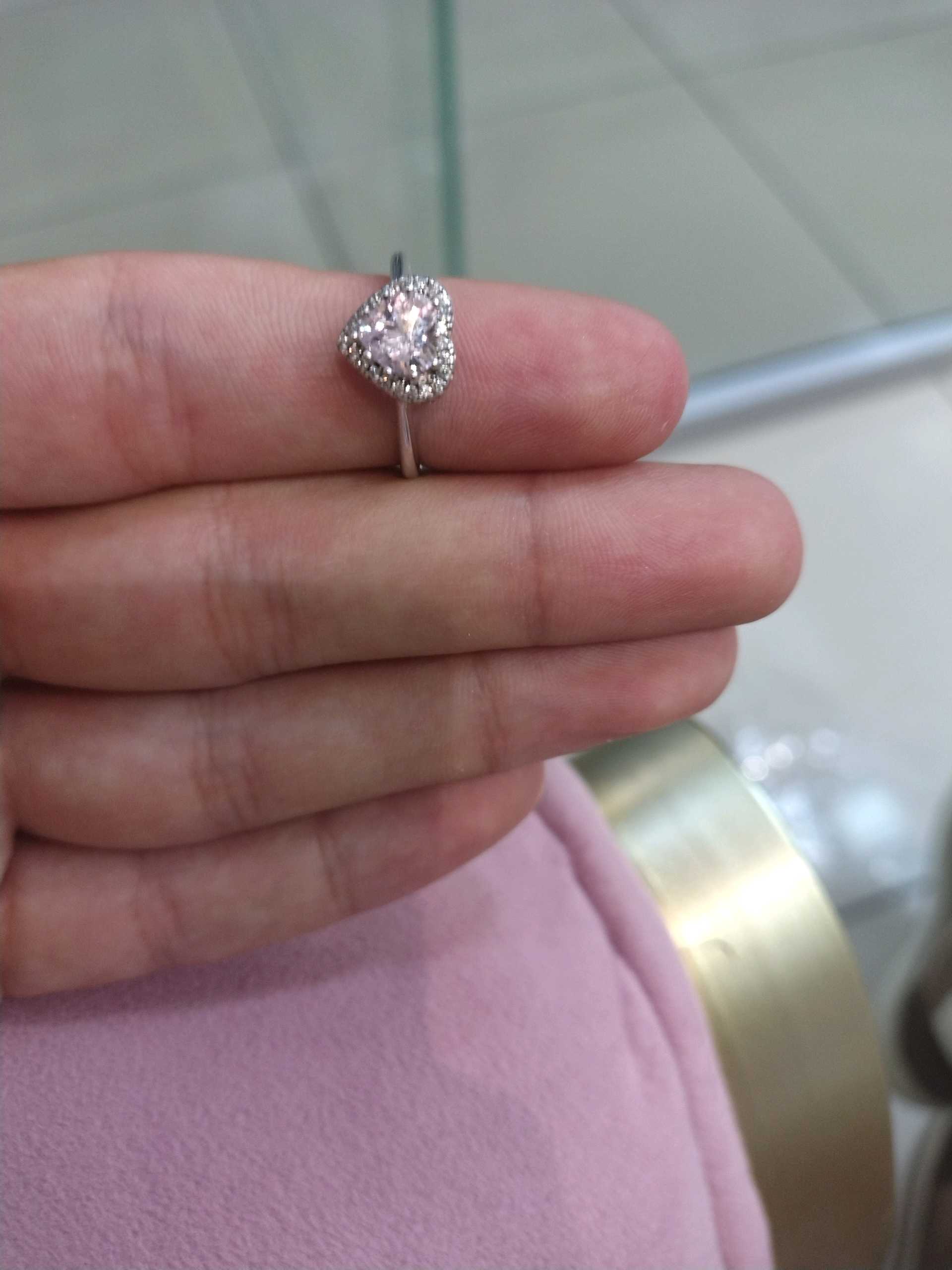 Кольцо сердечко розовый р16.5