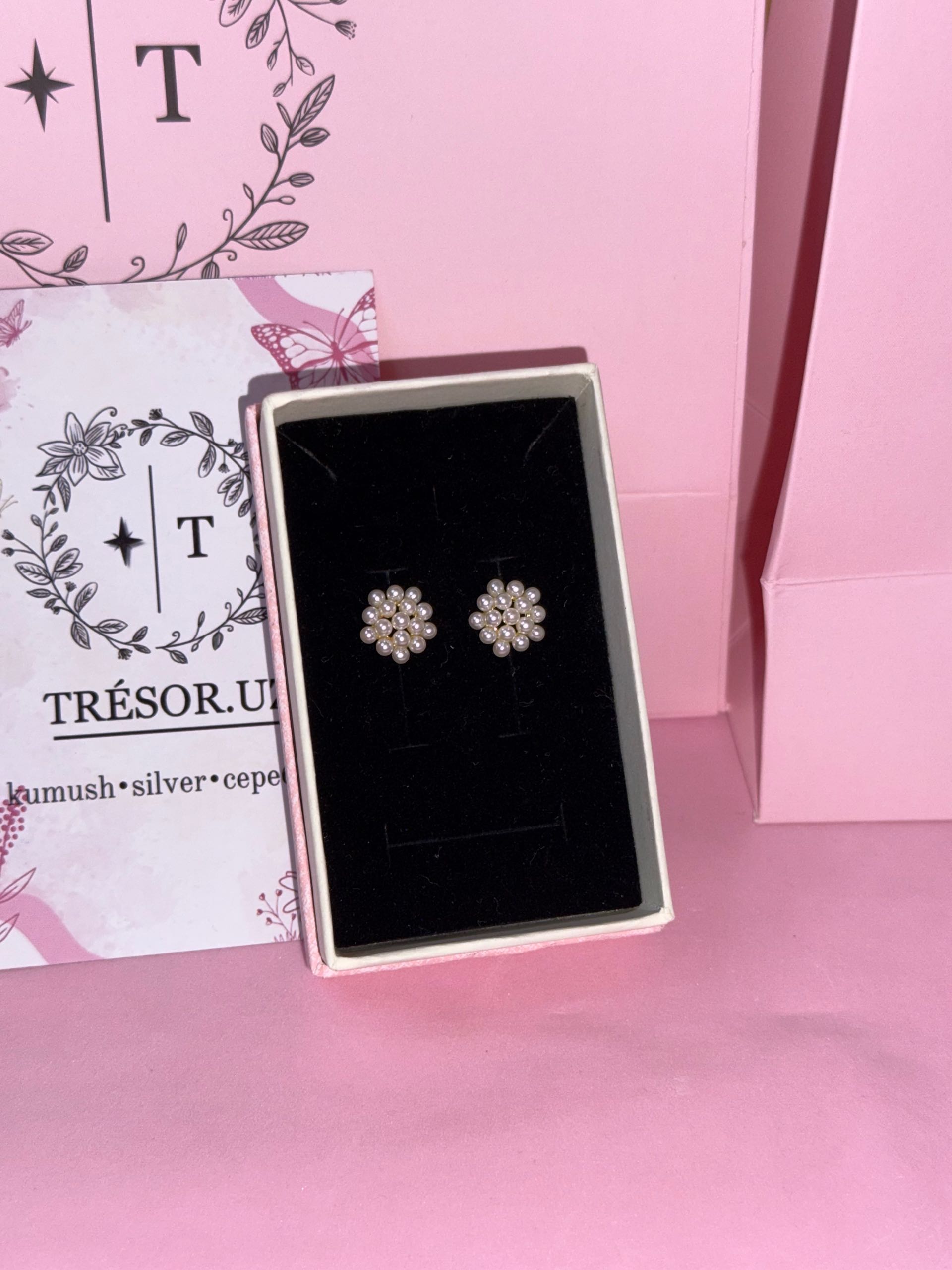 пусеты  с искусственным жемчугом