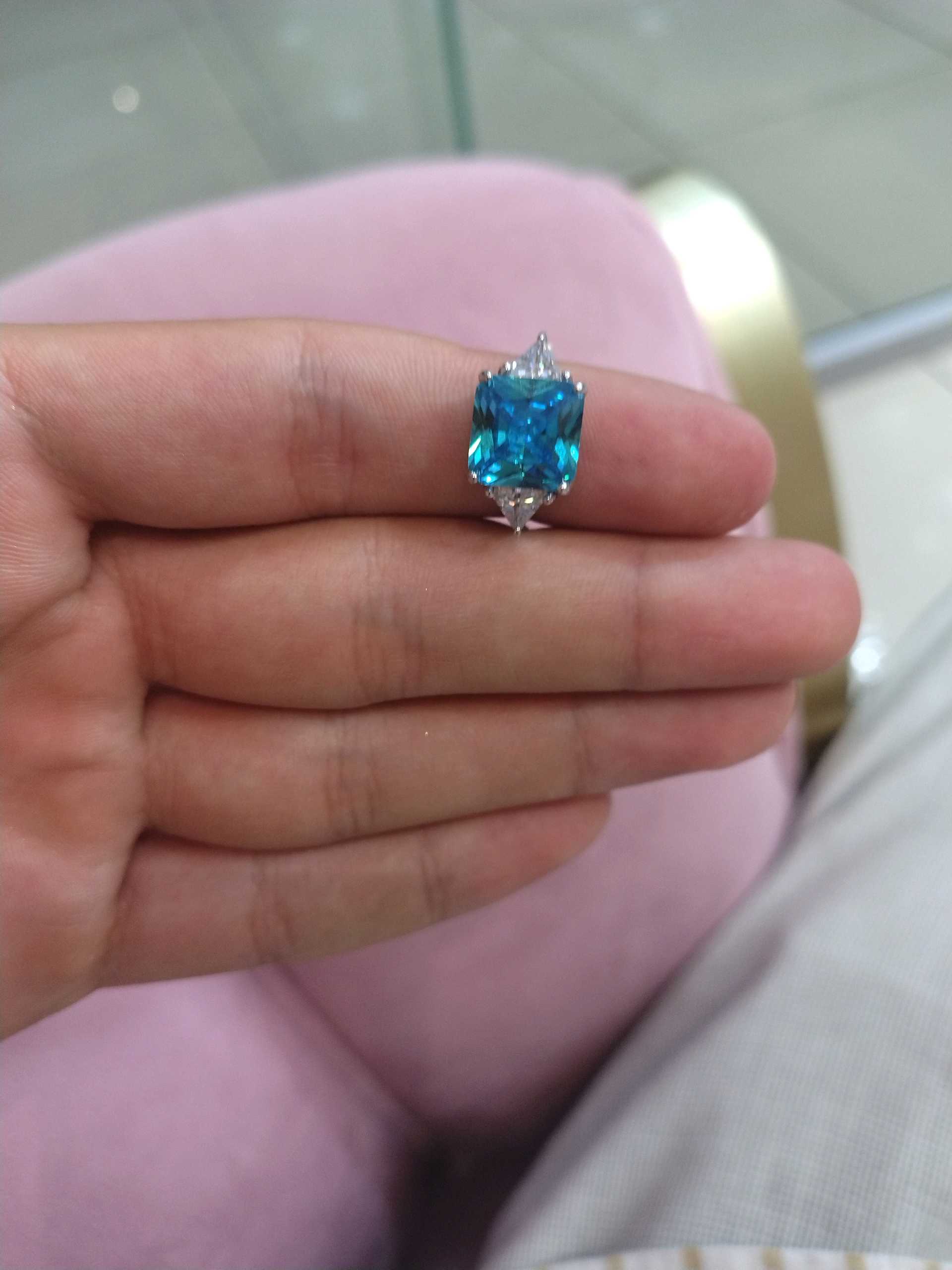 Кольцо квадрат синий