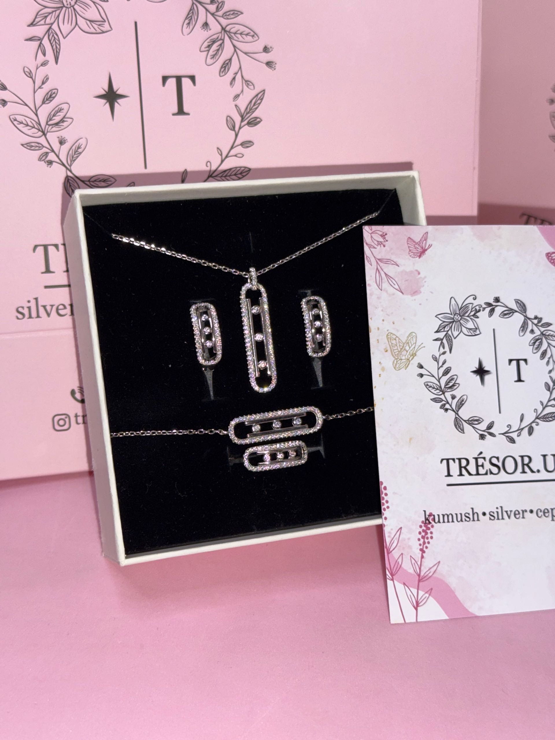 набор мессика неподвижные камушки, серьги не висячие, вертикальный кулон