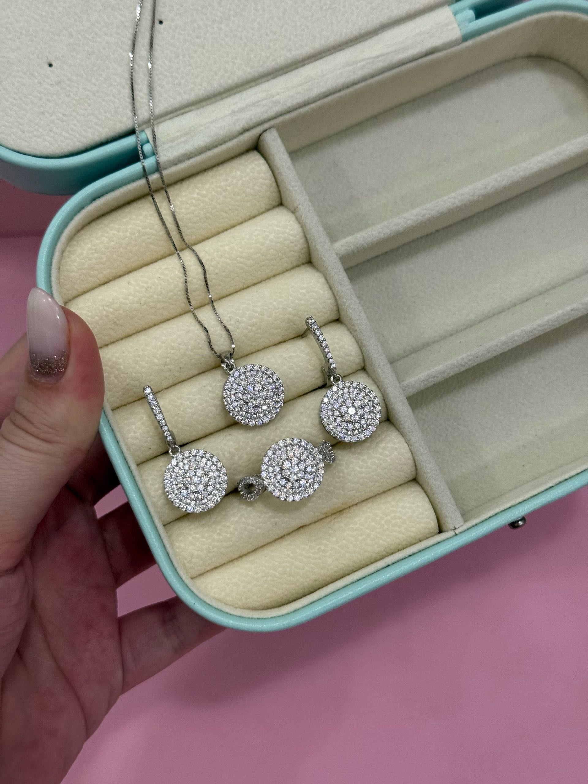 комплект круглый с висячими сертгами / 17