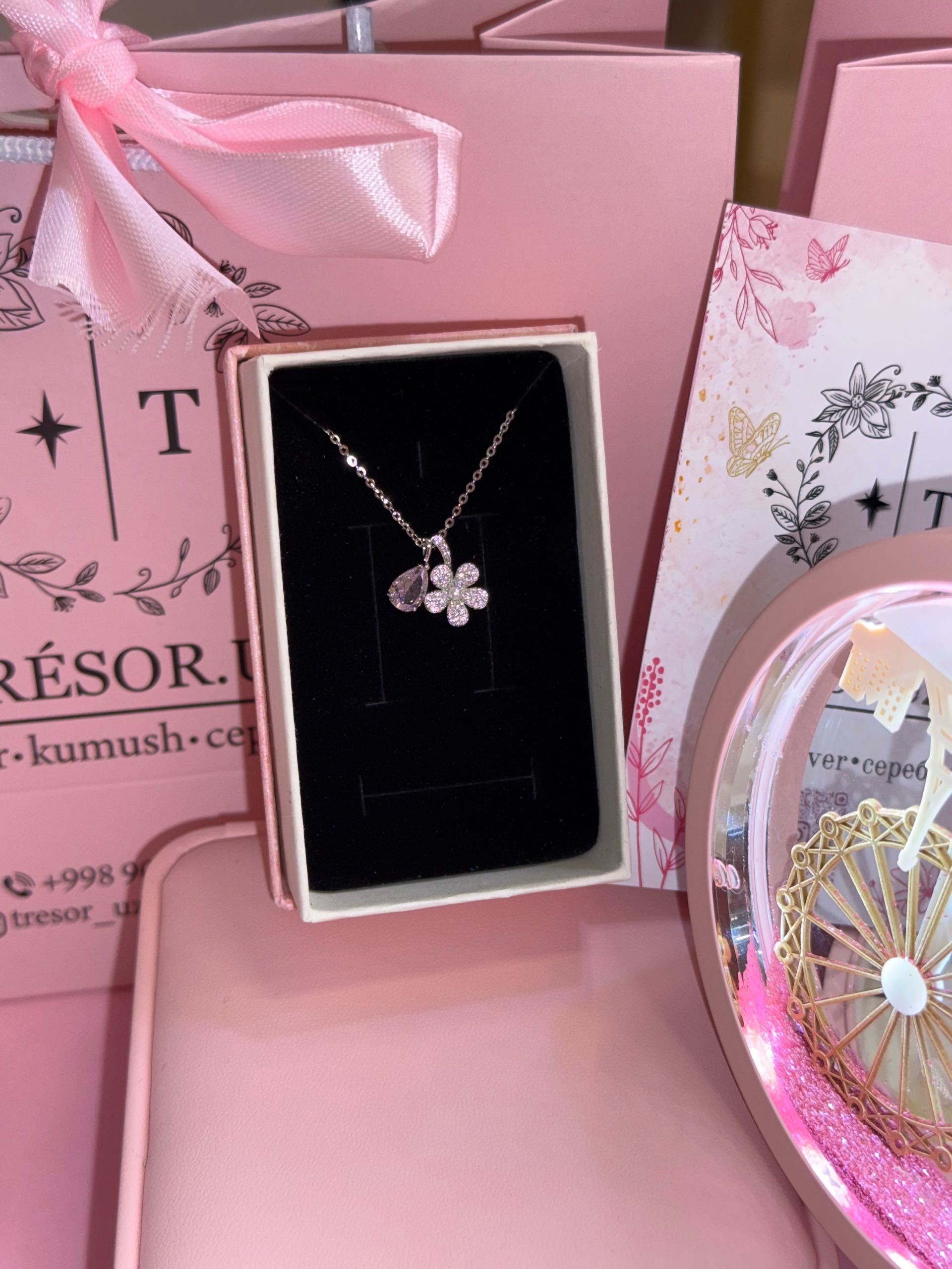 ц312 подвеска цветочек розовый