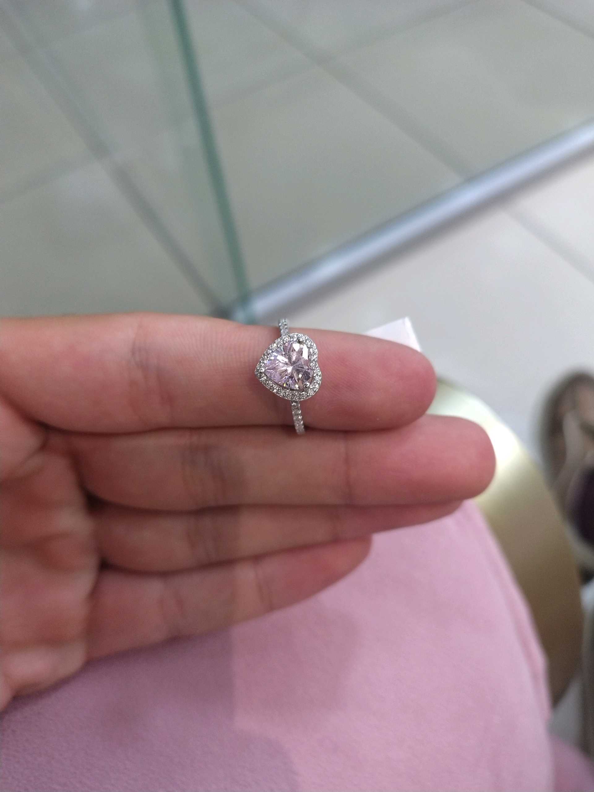 Кольцо сердечко розовый р16.5