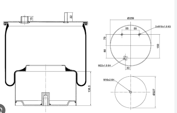 Пневмоподушка с стаканом ALTON A1.00836.MP10