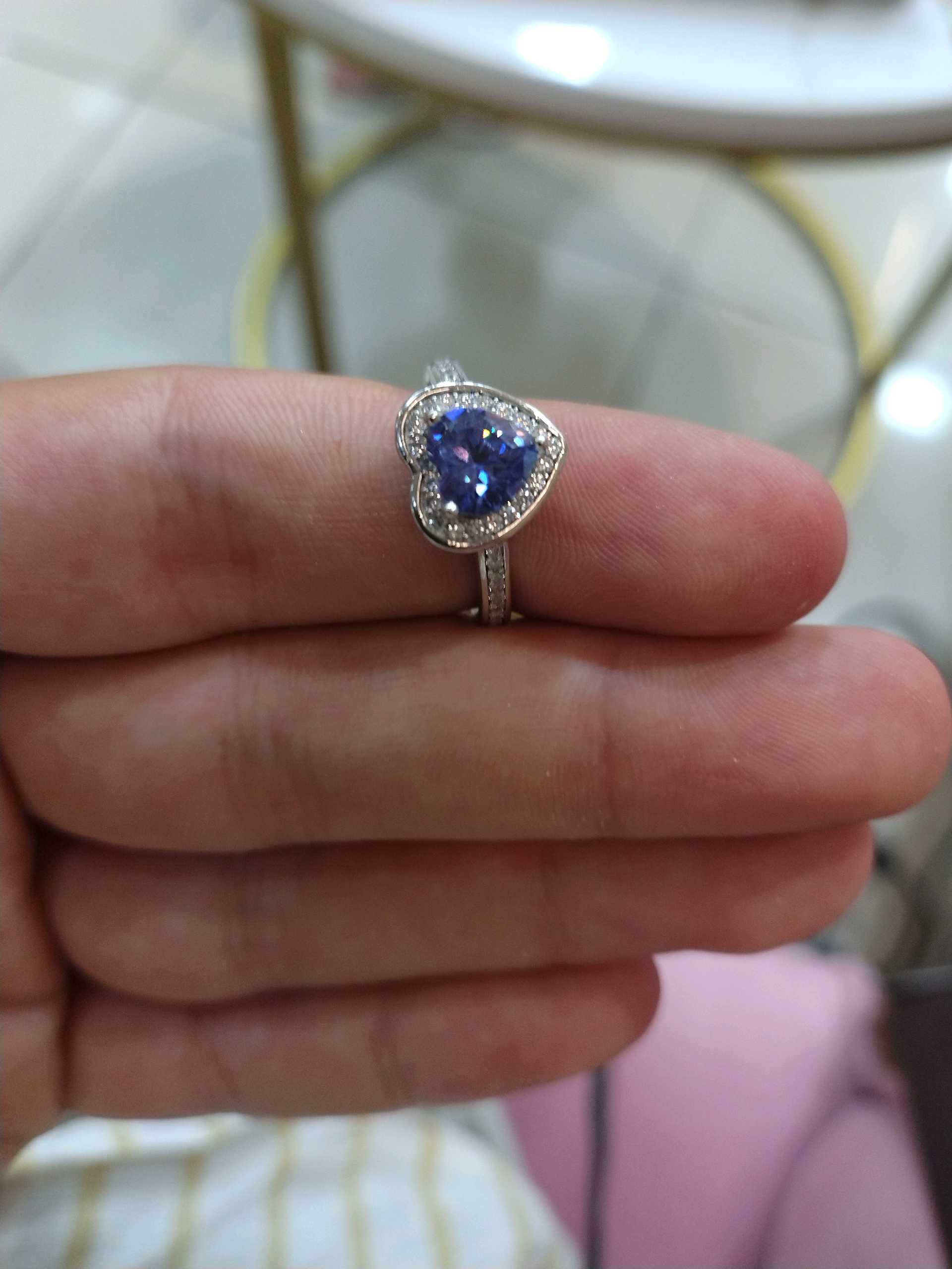 Кольцо сердечко синий р17