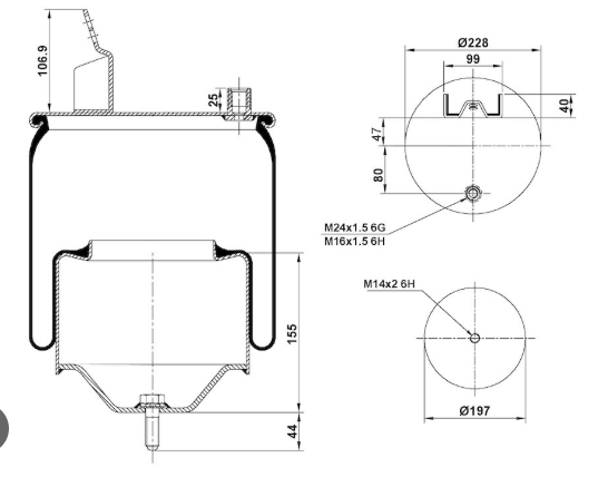 Пневмоподушка без стакана ALTON  A1.07804