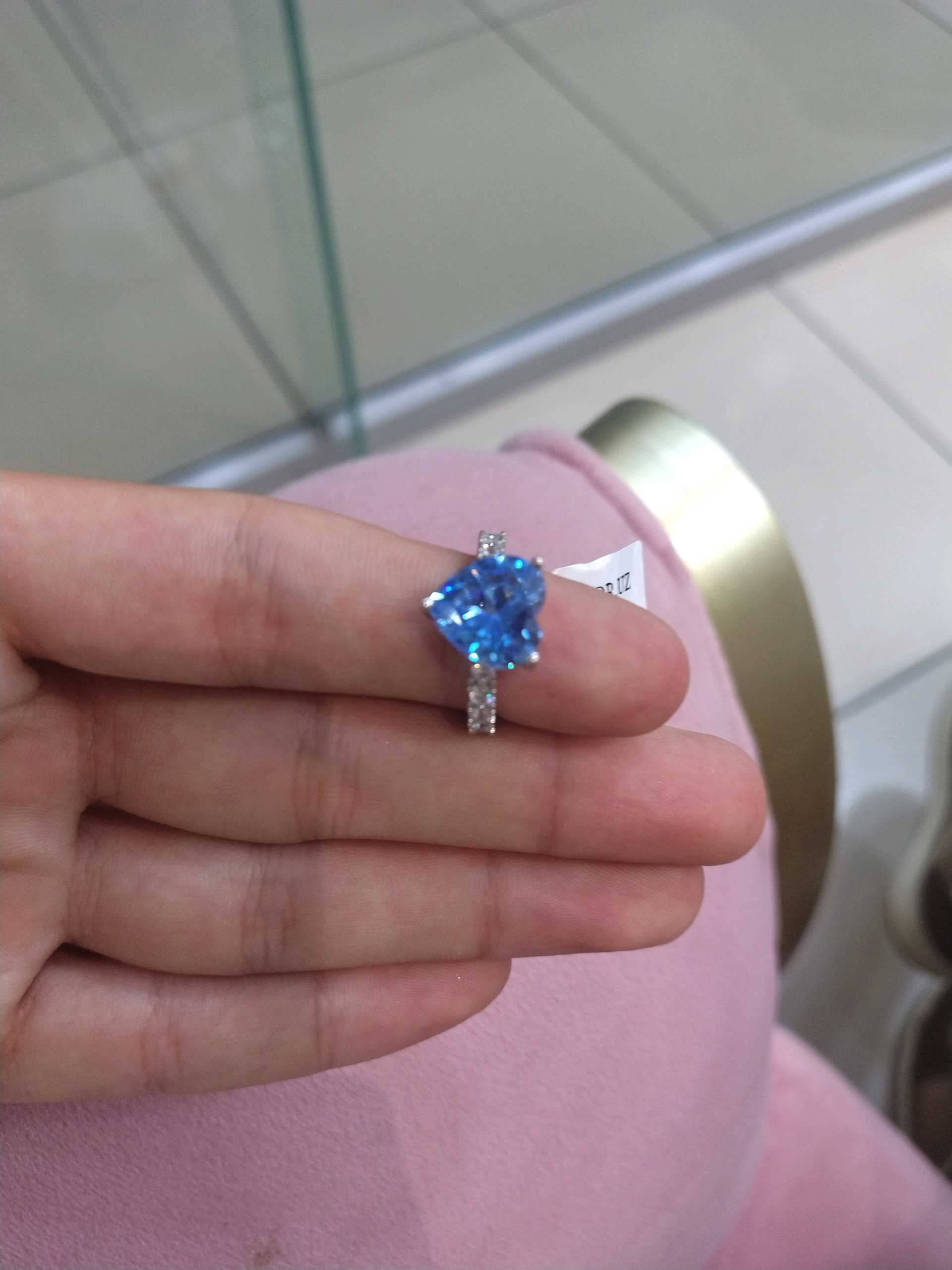 Кольцо сердечко синий р16.5