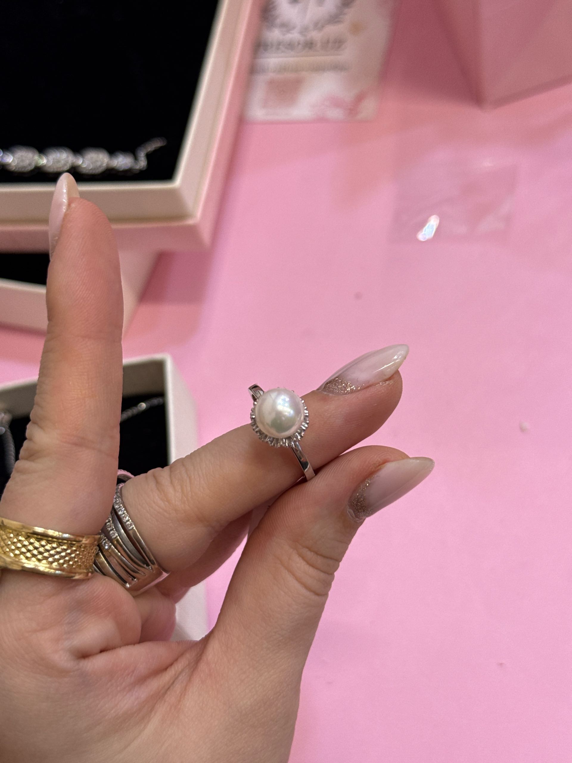 кольцо искусственный жемчуг / 19