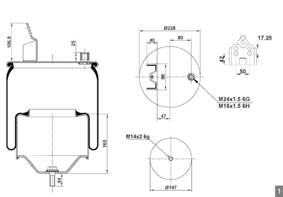 Пневмоподушка c стаканом ALTON A1.07803.MP