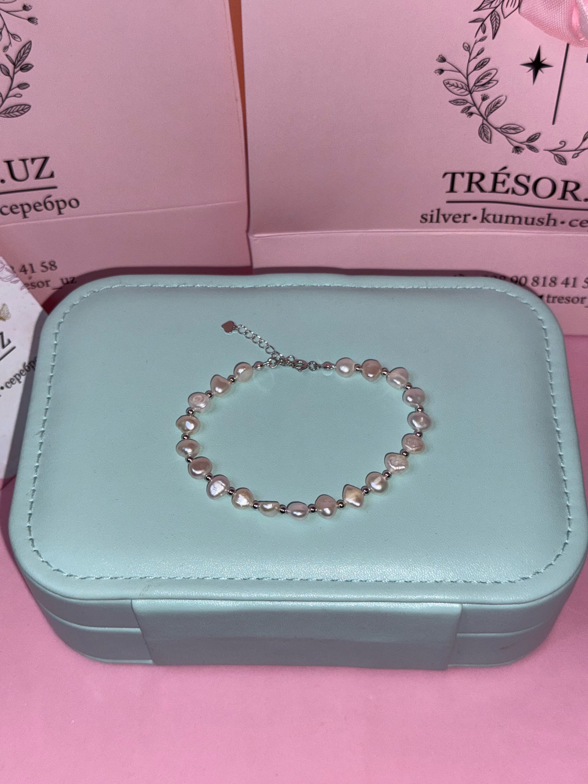 браслет с натуральным жемчугом