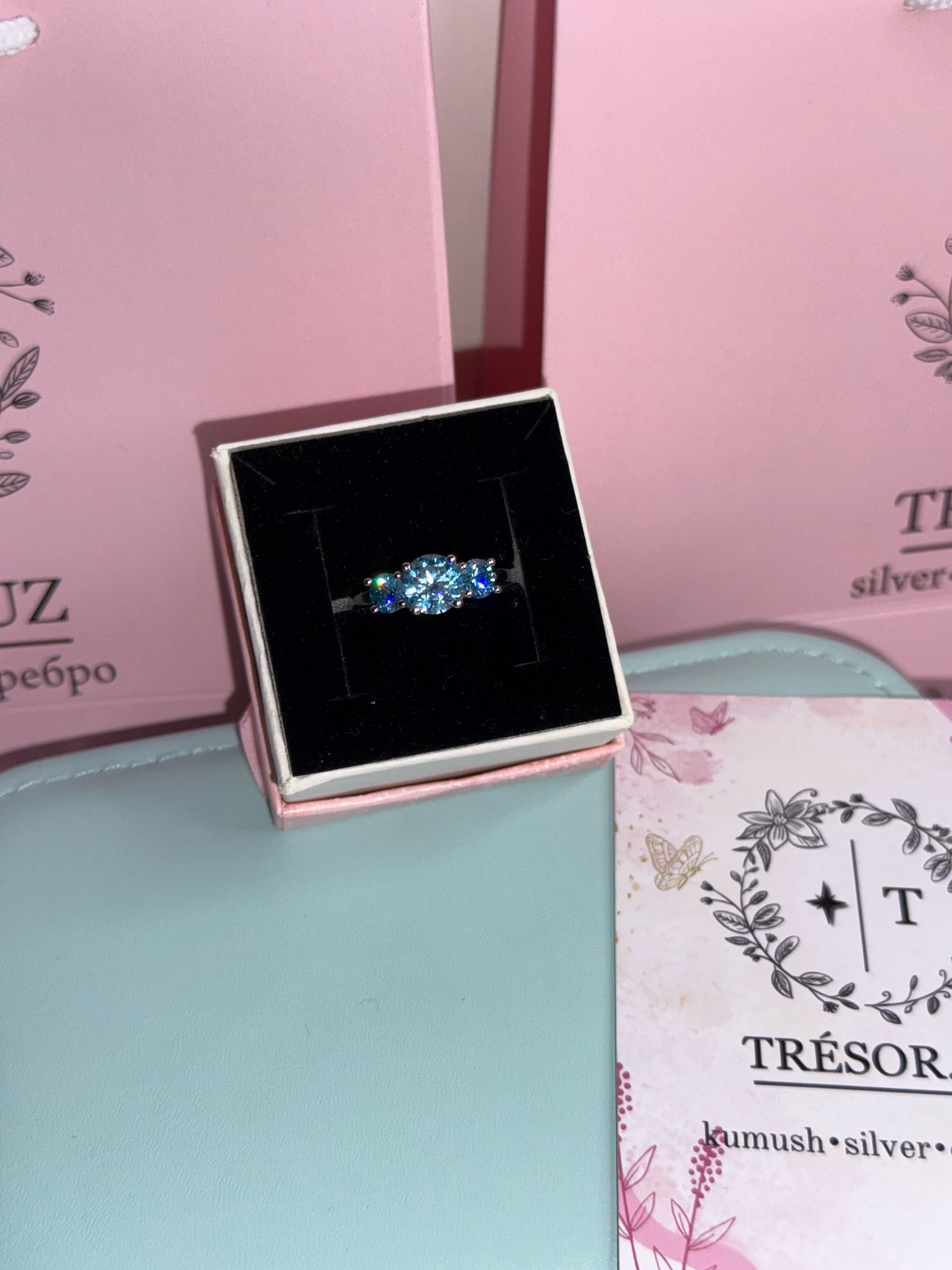 кольцо к434 голубое / 17