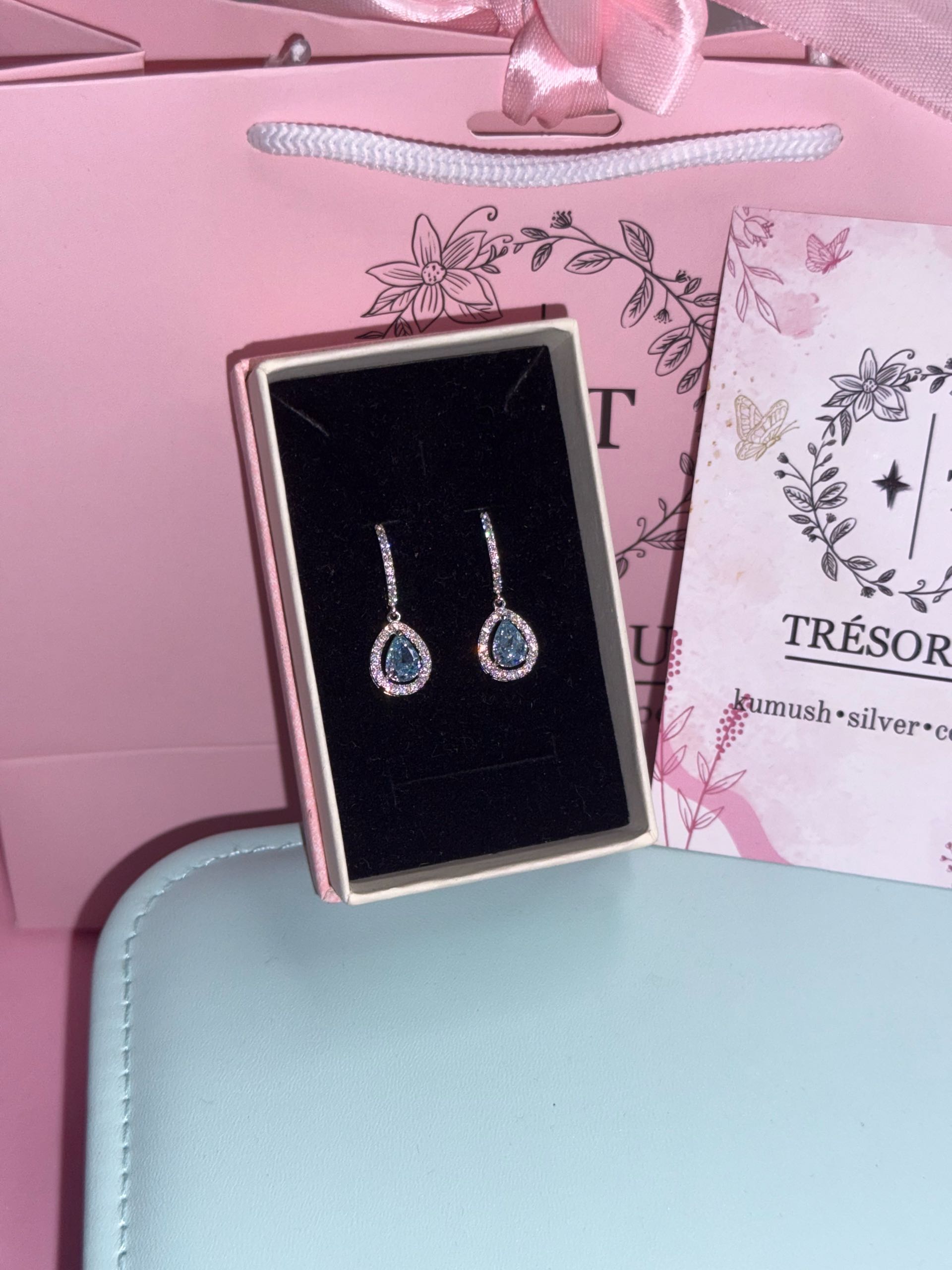 серьги голубые с 271 капельки висячие